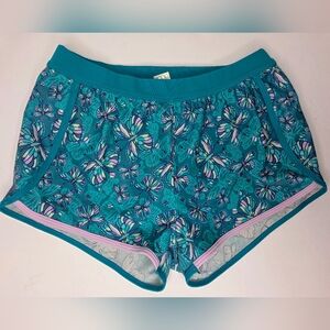 L.L. Bean Girls Butterfly Swim Shorts Size 12 Teal and Purple UPF 50+ Swimwear